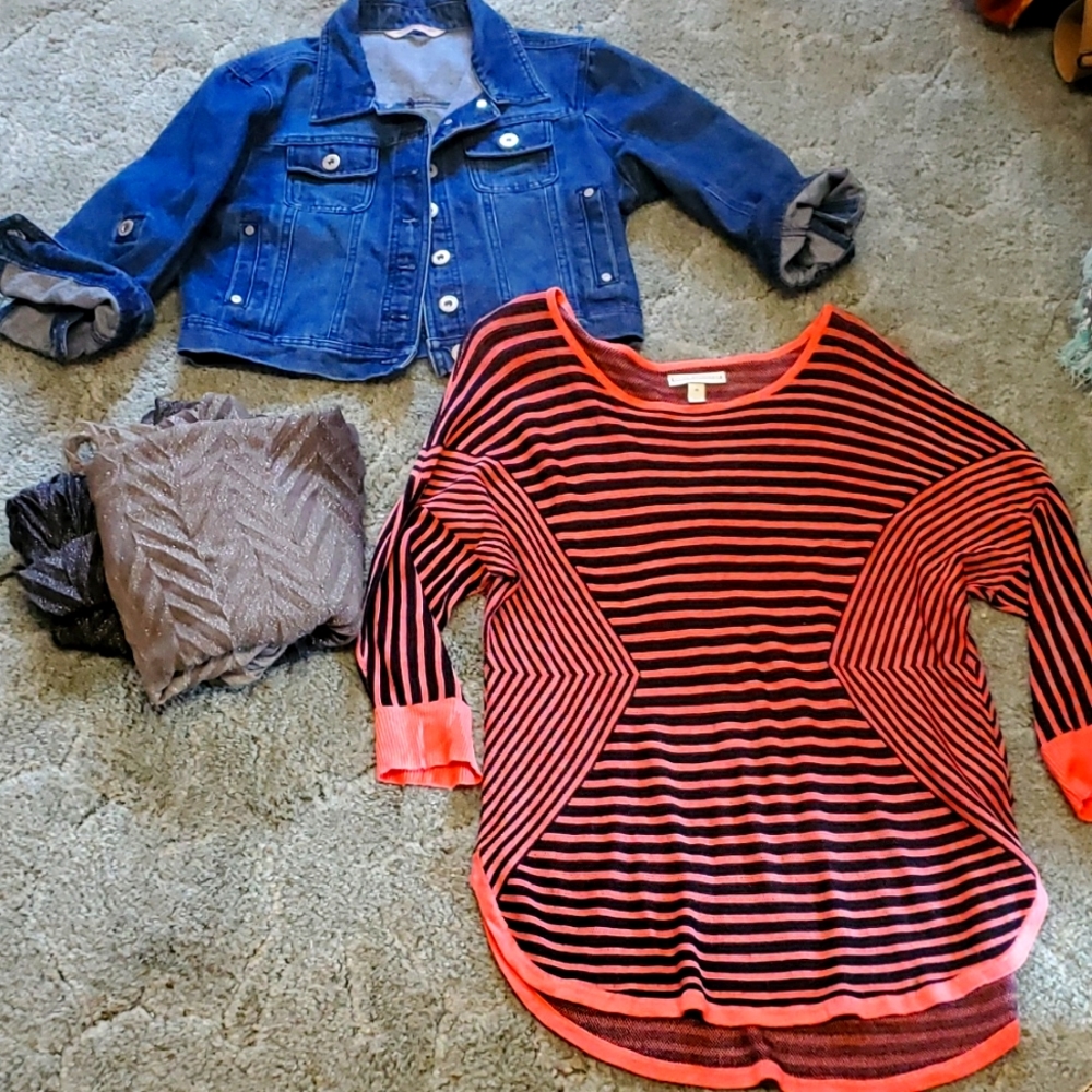 Lot Dana Buchman highway denim jacket scarf lot
